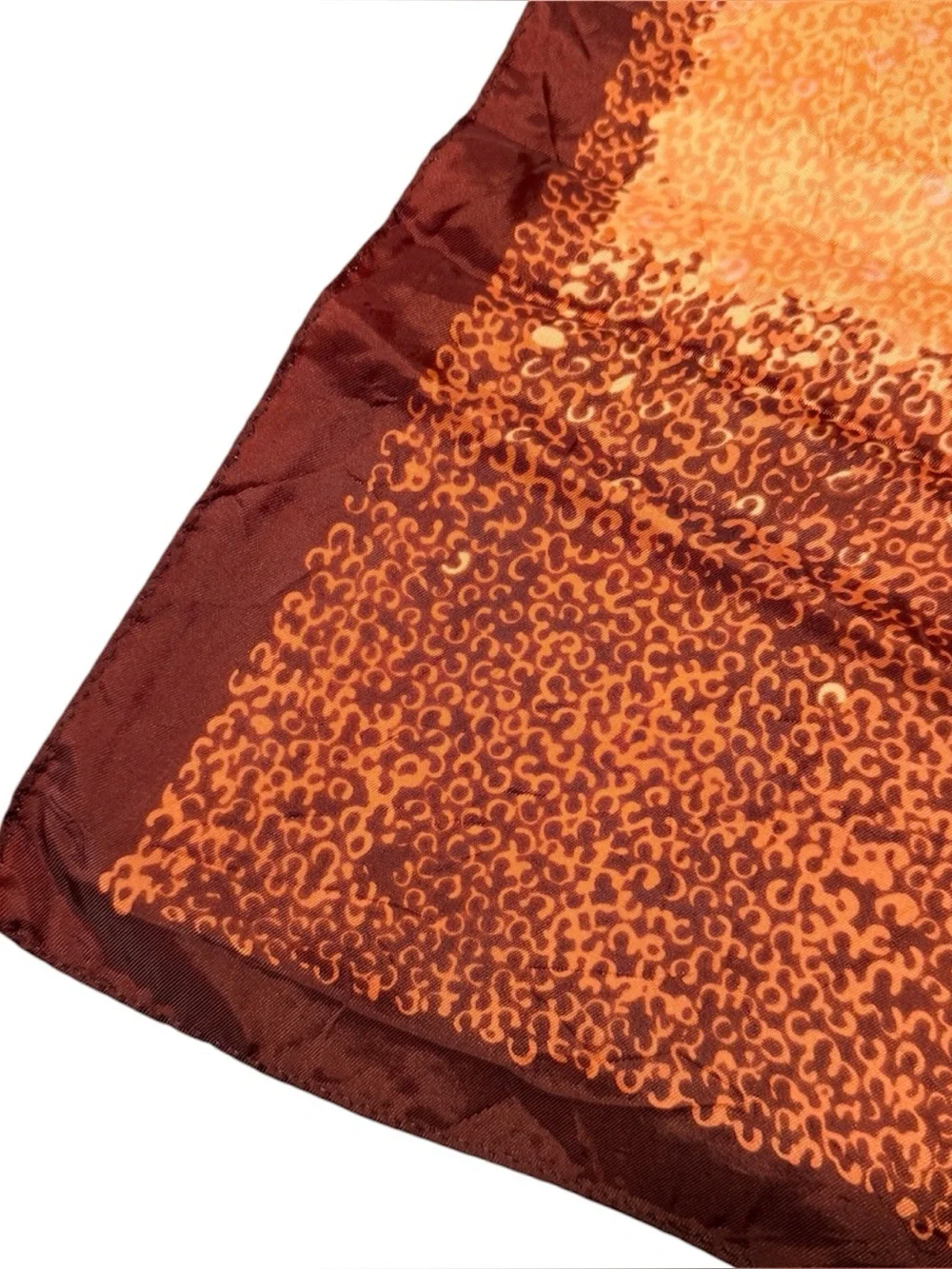 Vintage Water Repellant Japan Head Scarf in Browns and Oranges, 27” Square